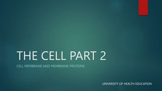 THE CELL PART 2
CELL MEMBRANE AND MEMBRANE PROTEINS
UNIVERSITY OF HEALTH EDUCATION
 