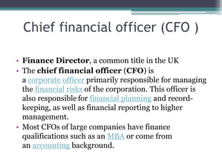 Cfo Officers The CFO contemporary role | PPTX