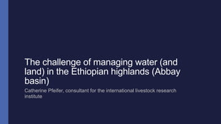 The challenge of managing water (and
land) in the Ethiopian highlands (Abbay
basin)
Catherine Pfeifer, consultant for the international livestock research
institute
 