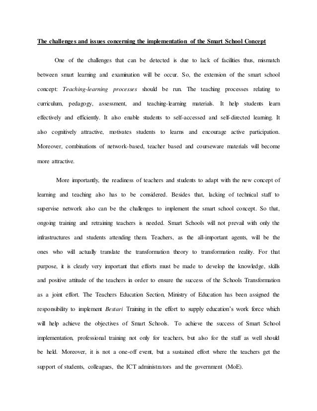 The Challenges And Issues Concerning The Implementation Of The Smart