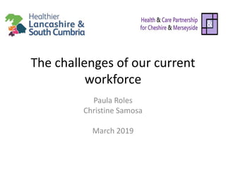 The challenges of our current
workforce
Paula Roles
Christine Samosa
March 2019
 