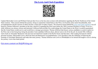 The Challenges Of The Lewis And Clark Expedition | PDF