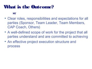 Setting Up for Success: Tools
SU

Project Definition
SCOPE:
•
•
•
•

Timing
Organizations Involved
Processes Involved
Leve...