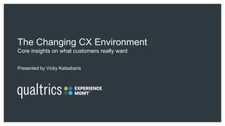 The Changing CX Environment
Core insights on what customers really want
Presented by Vicky Katsabaris
 