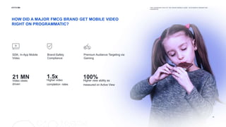 HOW DID A MAJOR FMCG BRAND GET MOBILE VIDEO
RIGHT ON PROGRAMMATIC?
SDK, In-App Mobile
Video
Brand-Safety
Compliance
Premiu...