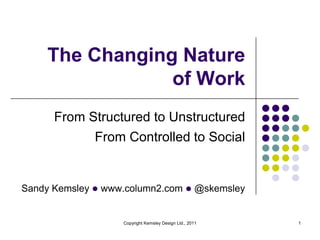 The Changing Natureof Work From Structured to Unstructured From Controlled to Social Copyright Kemsley Design Ltd., 2011 1 