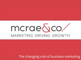 The changing role of business marketing
 