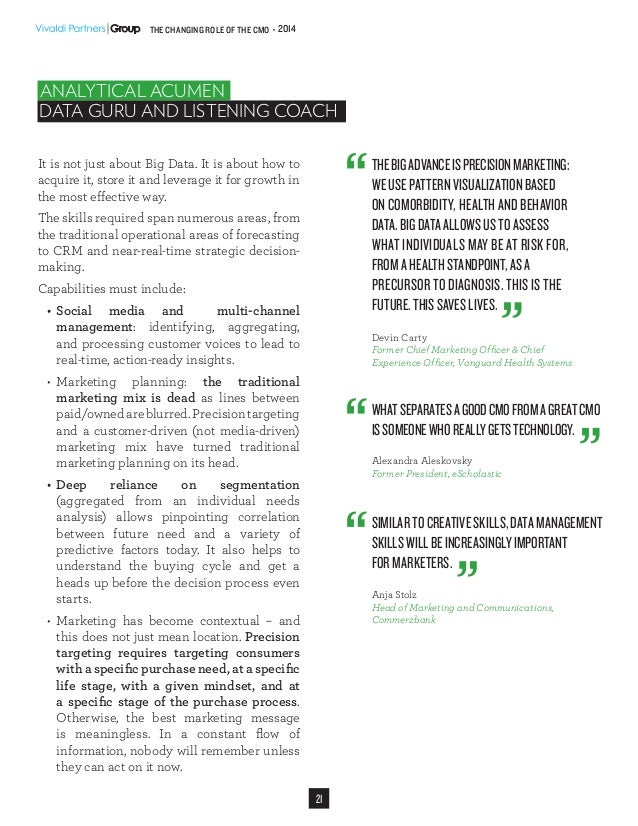 Quot The Changing Role Of The Cmo Quot Report By Vivaldi Partners