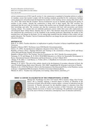The changing trends in the development of teacher education in kenya | PDF