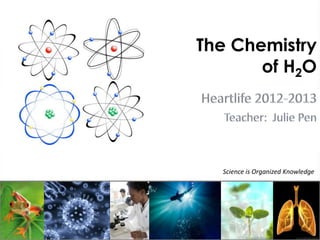 The Chemistry
       of H2O




   Science is Organized Knowledge
 