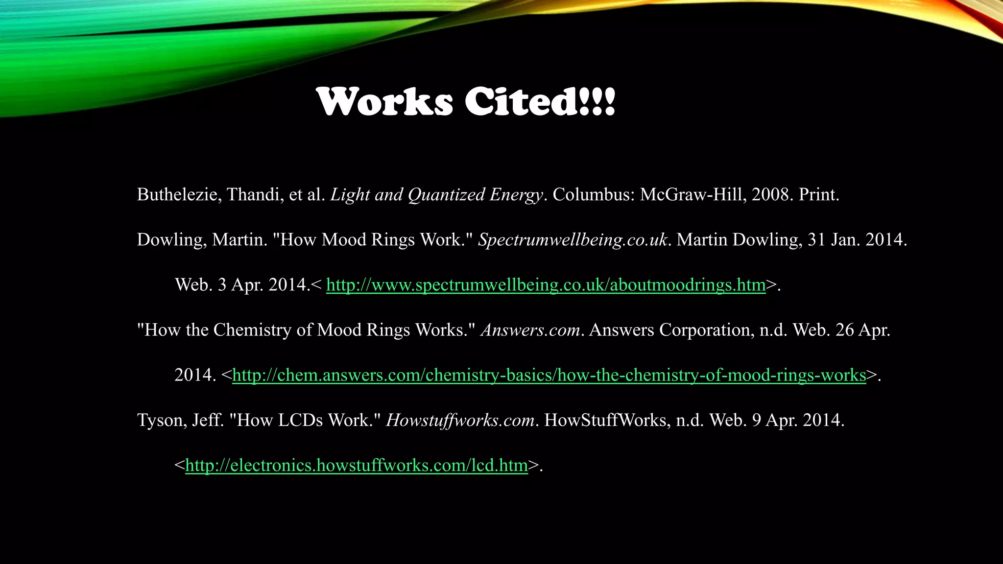 The chemistry of mood rings powerpoint | PPTX