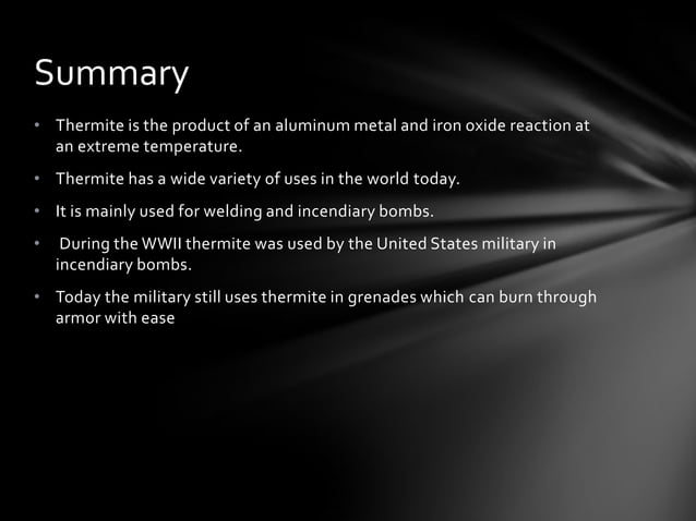 The Chemistry of Thermite | PPTX | Chemistry | Science