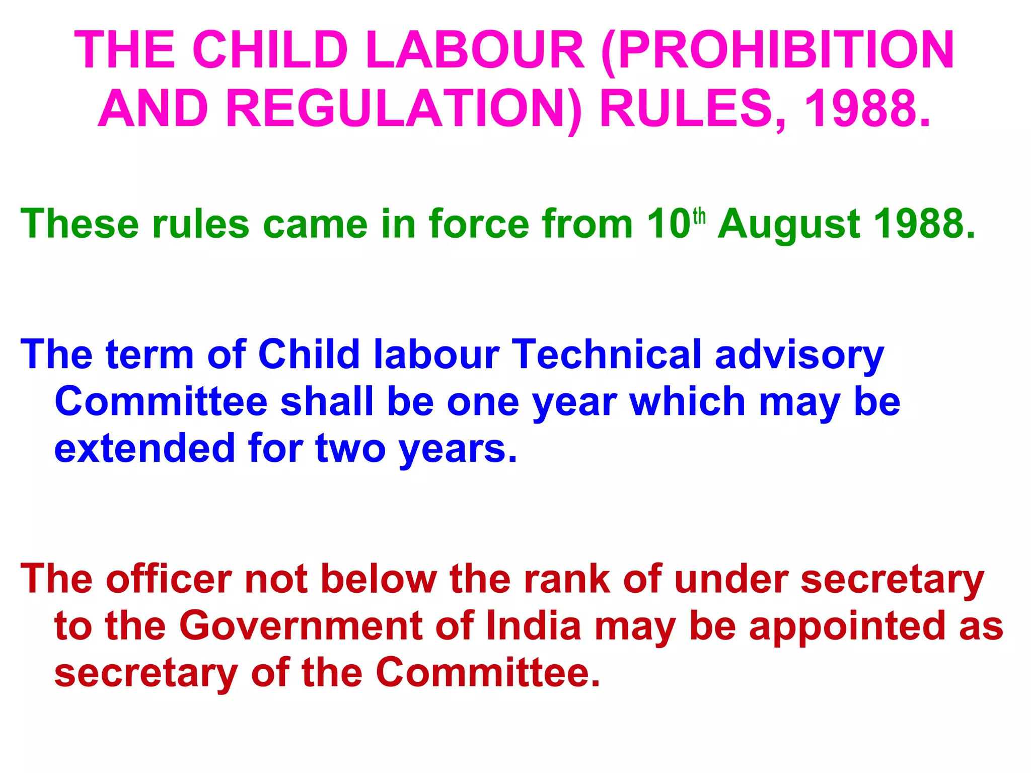 The Child Labour (Prohibition And Regulation ) Act, 1986 | PPT