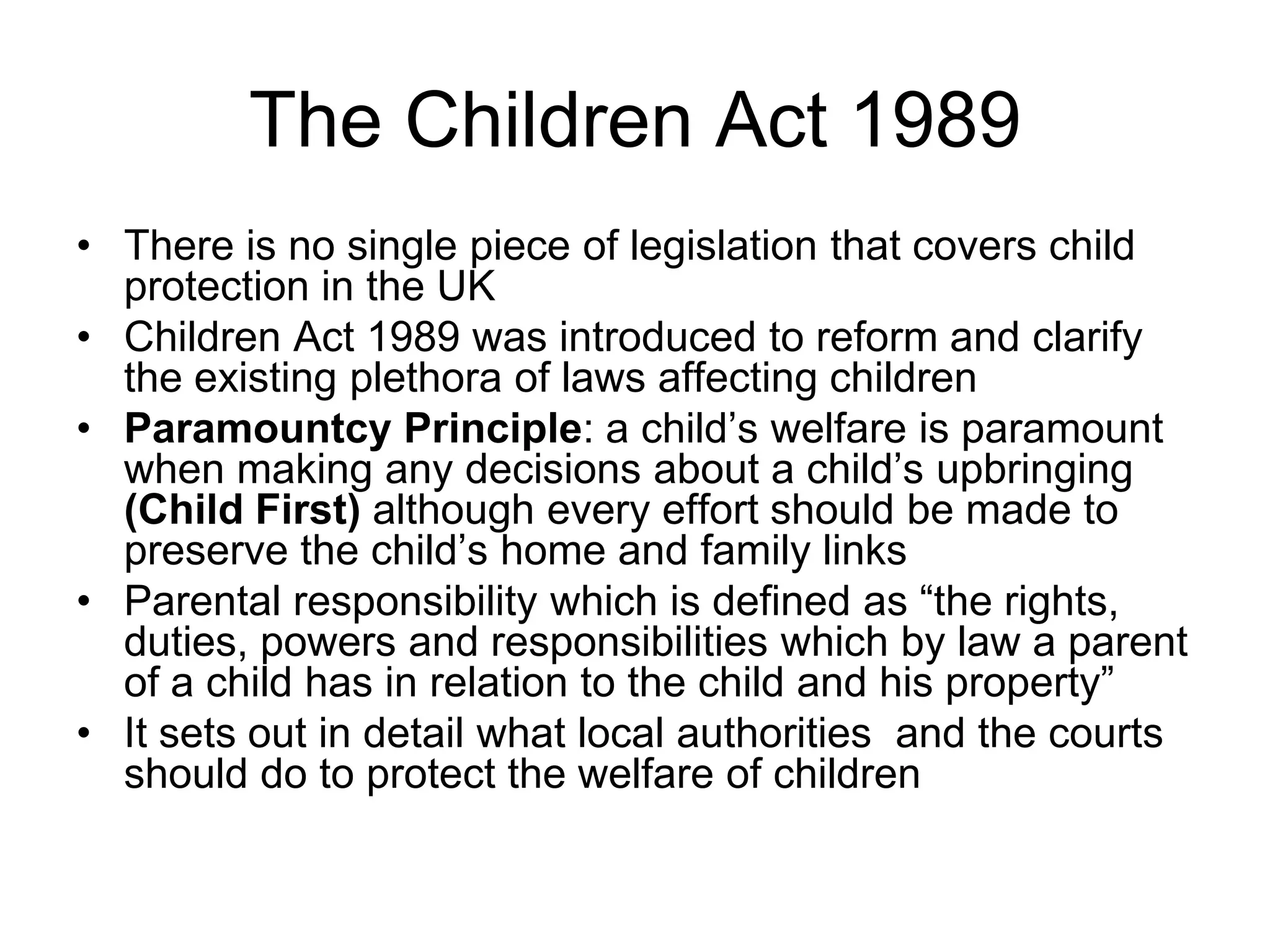 The Children Act 1989 PPT The children act 1989 ppt