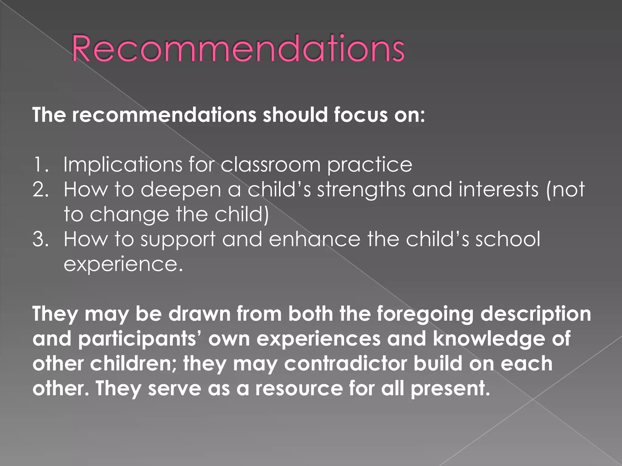 This is approach was developed at the Prospect School in North Bennington, Vermont. 