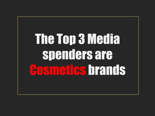 The Top 3 Media
  spenders are
Cosmetics brands
 