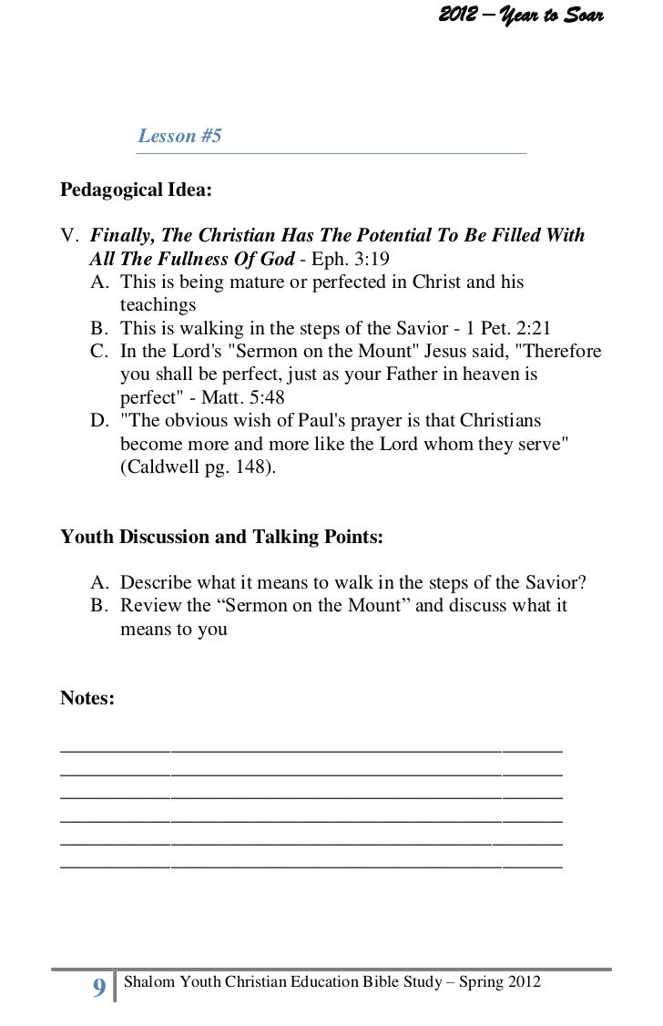 Printables Bible Study Worksheets For Youth the christians potential shalom youth bible study lessons christian education spring 2012 8 9