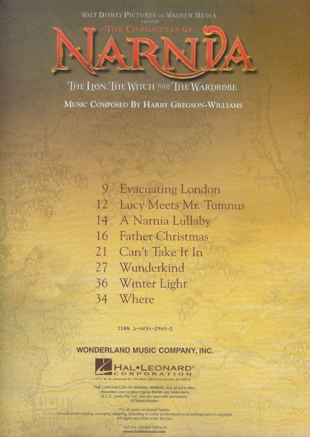 The chronicles of narnia piano