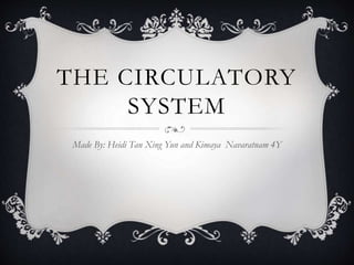 THE CIRCULATORY
SYSTEM
Made By: Heidi Tan Xing Yun and Kimaya Navaratnam 4Y
 