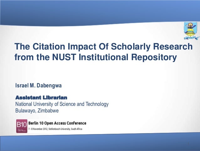 The citation impact of scholarly research from the nust