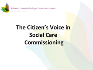 The Citizen’s Voice in
     Social Care
   Commissioning
 