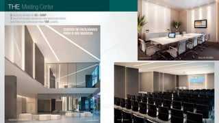 foyer do the meeting center
sala de reunião
Auditório
centro de facilidades
para o seu negócio.
perspectiva ilustrativa
perspectiva ilustrativa
Meeting Center
- 6 salas de reunião de 20 a 50m²
- 2 salas de reunião equipadas com videoconferência
- auditório com capacidade para 168 lugares.
perspectiva ilustrativa
 