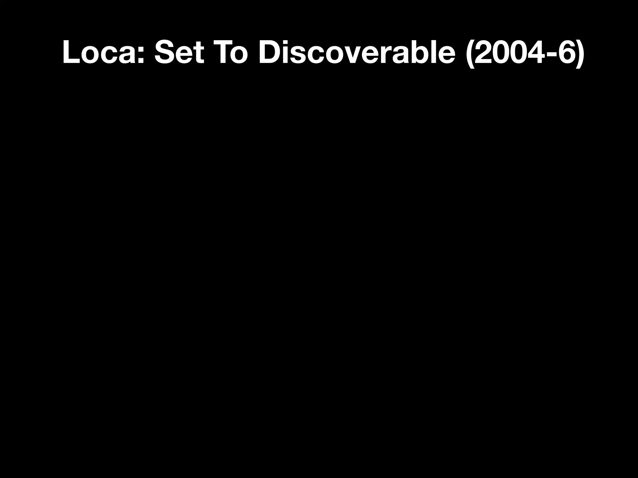 Mobile Connections
  Loca: Set To Discoverable (2004-6)
(2003-5)
 