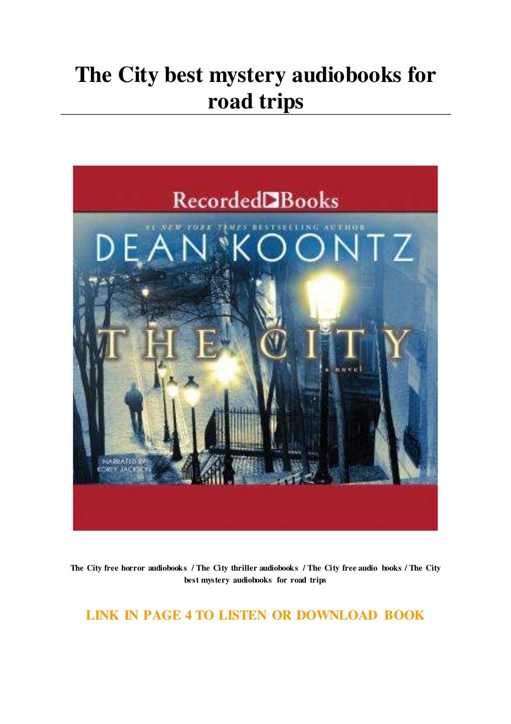 The City best mystery audiobooks for road trips