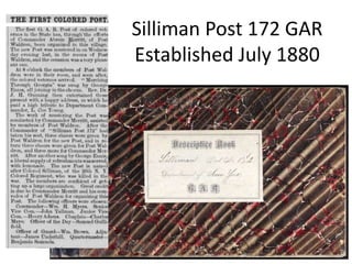 Silliman Post 172 GAR
Established July 1880
 