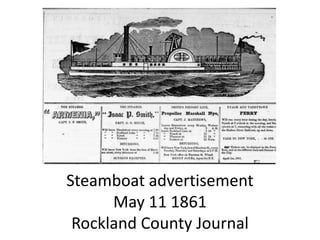 Steamboat advertisement
May 11 1861
Rockland County Journal
 