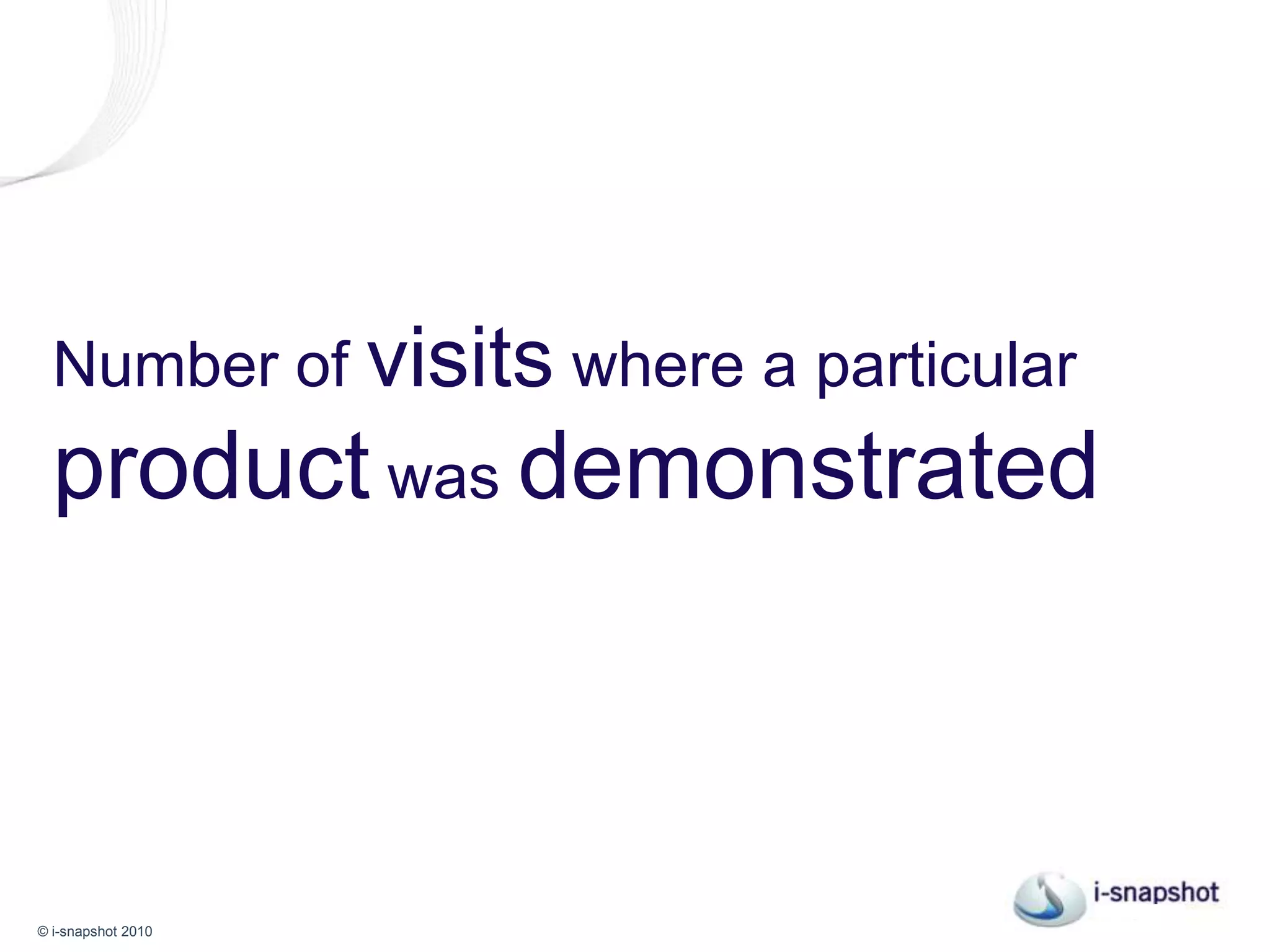 The number of visits where a particular product was demonstrated