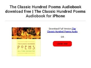 The Classic Hundred Poems Audiobook download free | The Classic Hundred  Poems Audiobook for iPhone
