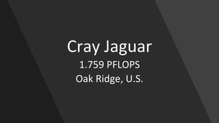 Cray Jaguar
1.759 PFLOPS
Oak Ridge, U.S.
 