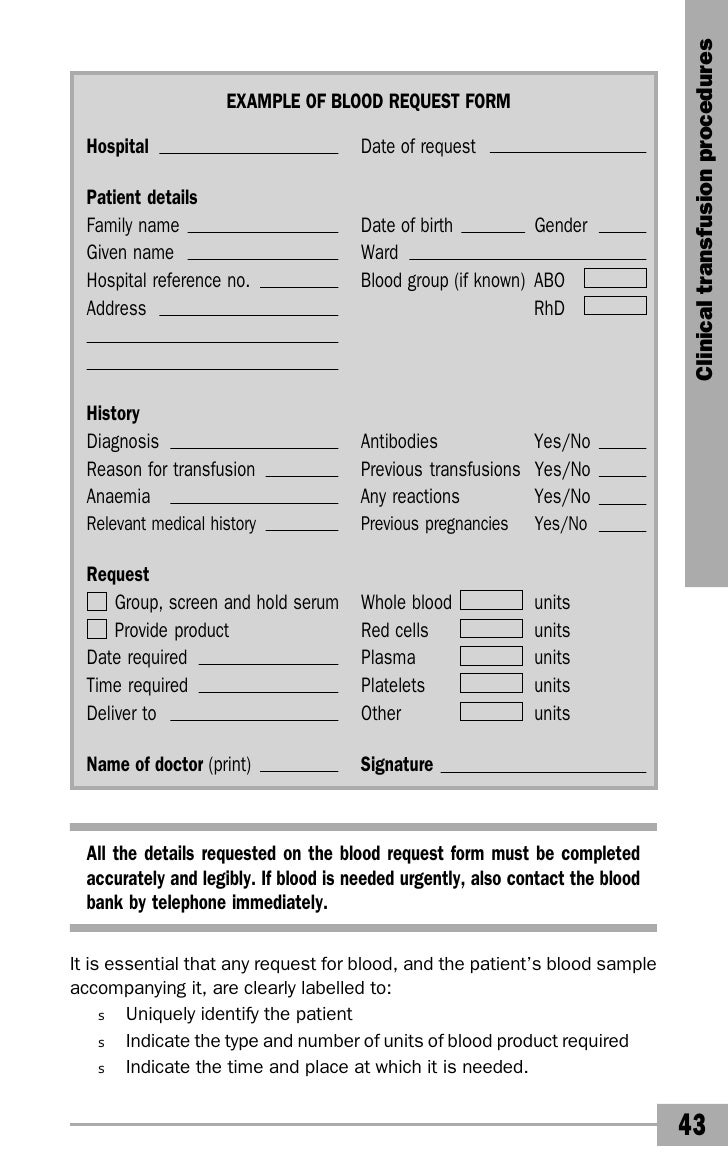 the clinical use of blood blood form