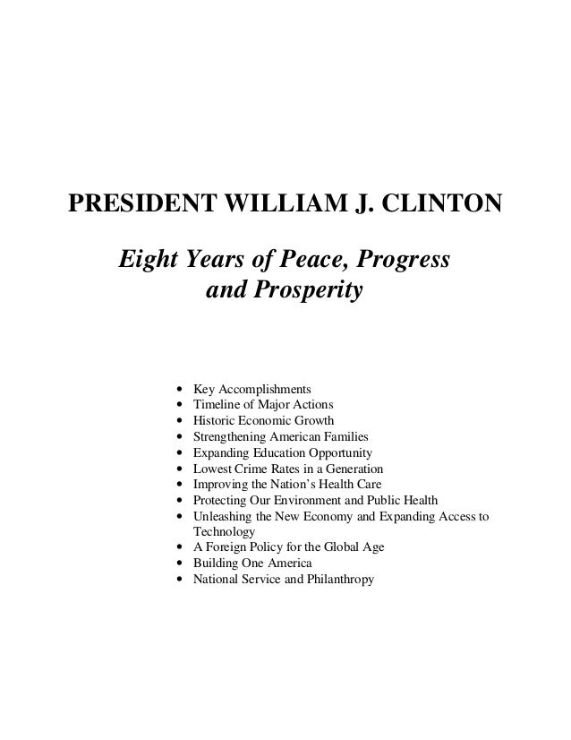 The Clinton Record 1993 2001 Peace Progress And Prosperity - 