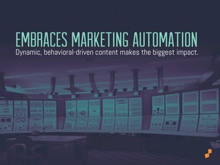 Dynamic, behavioral-driven content makes the biggest impact.
embraces marketing automation
 