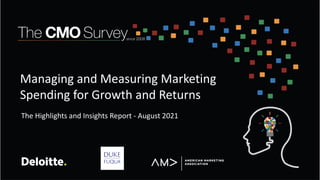 Managing and Measuring Marketing
Spending for Growth and Returns
The Highlights and Insights Report - August 2021
 