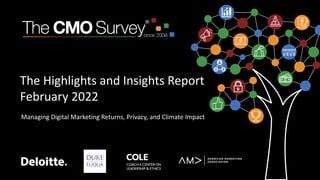 The Highlights and Insights Report
February 2022
Managing Digital Marketing Returns, Privacy, and Climate Impact
 