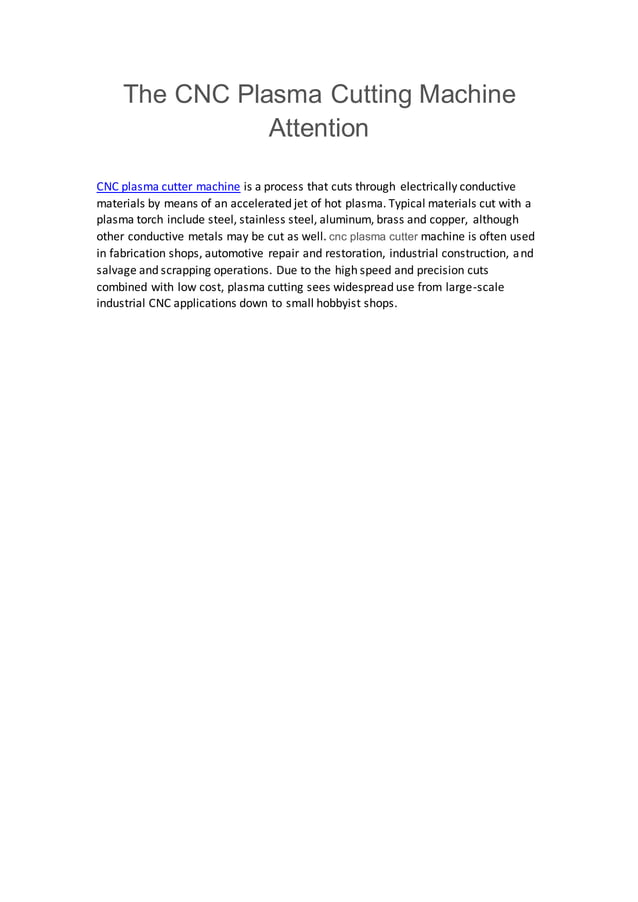 Essential Considerations for Buying a CNC Plasma Cutting Machine PDF