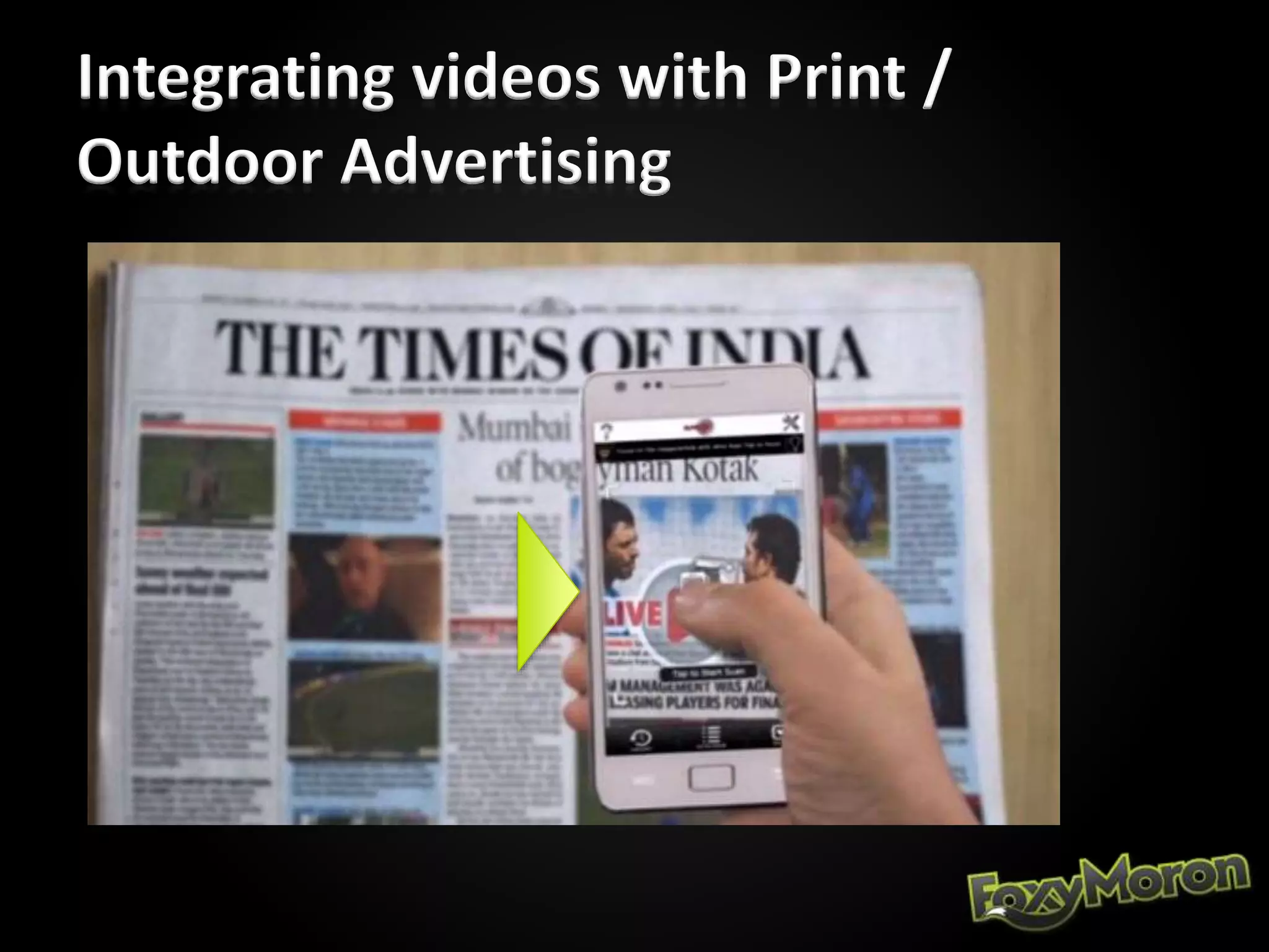Integrating videos with Print /
Outdoor Advertising
 