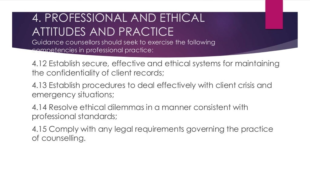 The code of ethics for counselors