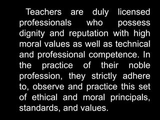 The Code Of Ethics For Professional Teachers