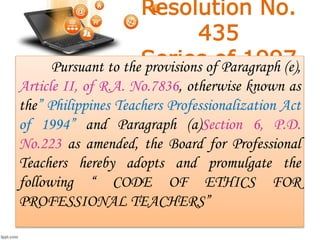 The Code Of Ethics Of The Professional Teachers