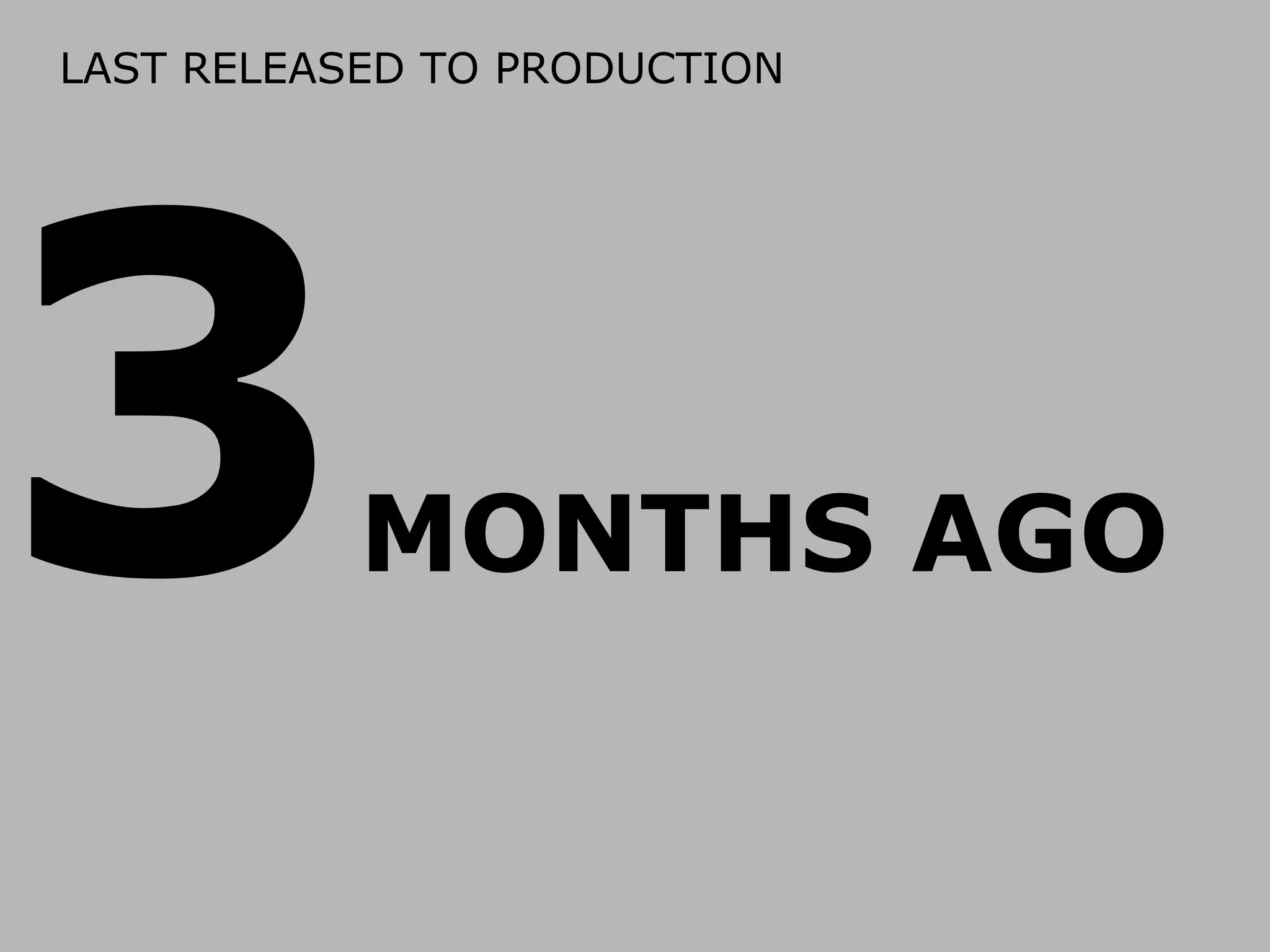 LAST RELEASED TO PRODUCTION

3

MONTHS AGO

 