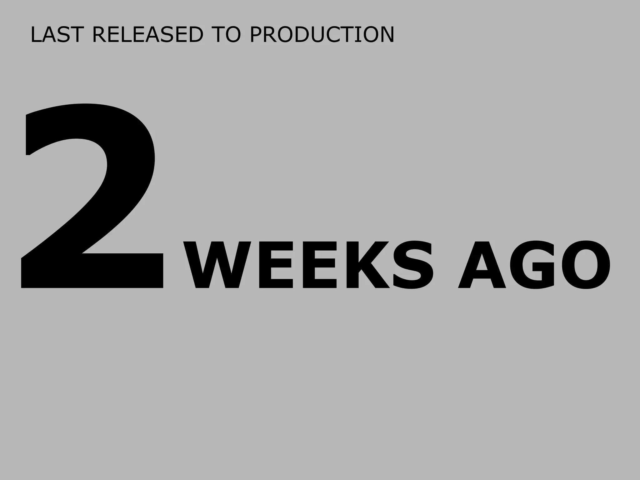 LAST RELEASED TO PRODUCTION

2

WEEKS AGO

 