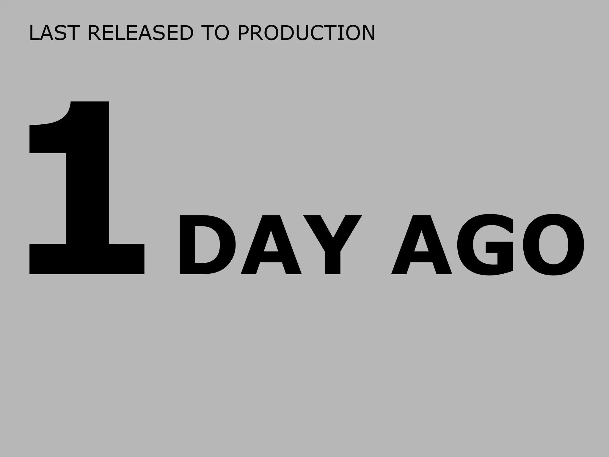 LAST RELEASED TO PRODUCTION

1

DAY AGO

 