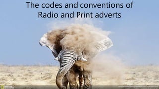 The codes and conventions of
Radio and Print adverts
 