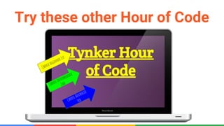 Confidential & Proprietary
Try these other Hour of Code
activities
Tynker Hour
of CodeChoose Beginner 1st
Choose Intermediate
2nd
Choose Advanced
3rd
 