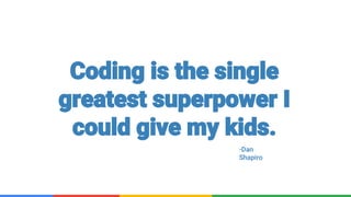 Confidential & Proprietary
Coding is the single
greatest superpower I
could give my kids.
-Dan
Shapiro
 