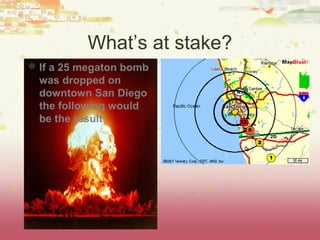 What’s at stake?
 If a 25 megaton bomb
  was dropped on
  downtown San Diego
  the following would
  be the result
 